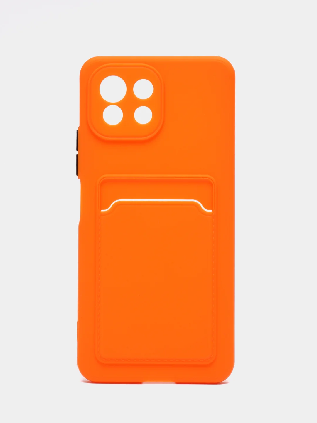 Оранжевый чехол силиконовый для Xiaomi Mi 11 Lite, (Сяоми Ми 11 Лайт), с карман для карт, прозрачный