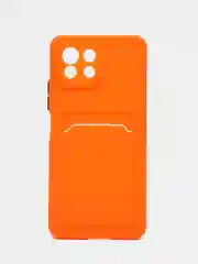 Оранжевый чехол силиконовый для Xiaomi Mi 11 Lite, (Сяоми Ми 11 Лайт), с карман для карт, прозрачный