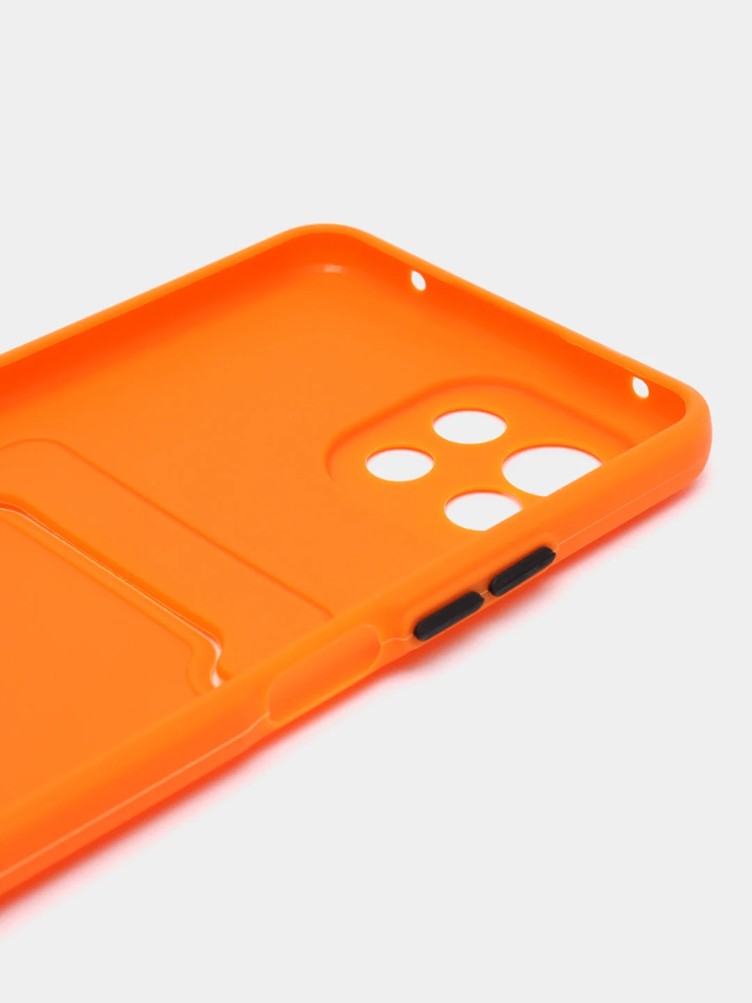 Оранжевый чехол силиконовый для Xiaomi Mi 11 Lite, (Сяоми Ми 11 Лайт), с карман для карт, прозрачный