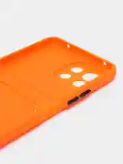 Оранжевый чехол силиконовый для Xiaomi Mi 11 Lite, (Сяоми Ми 11 Лайт), с карман для карт, прозрачный