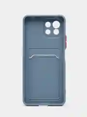 Синий меланж чехол силиконовый для Xiaomi Mi 11 Lite, (Сяоми Ми 11 Лайт), с карман для карт, прозрачный