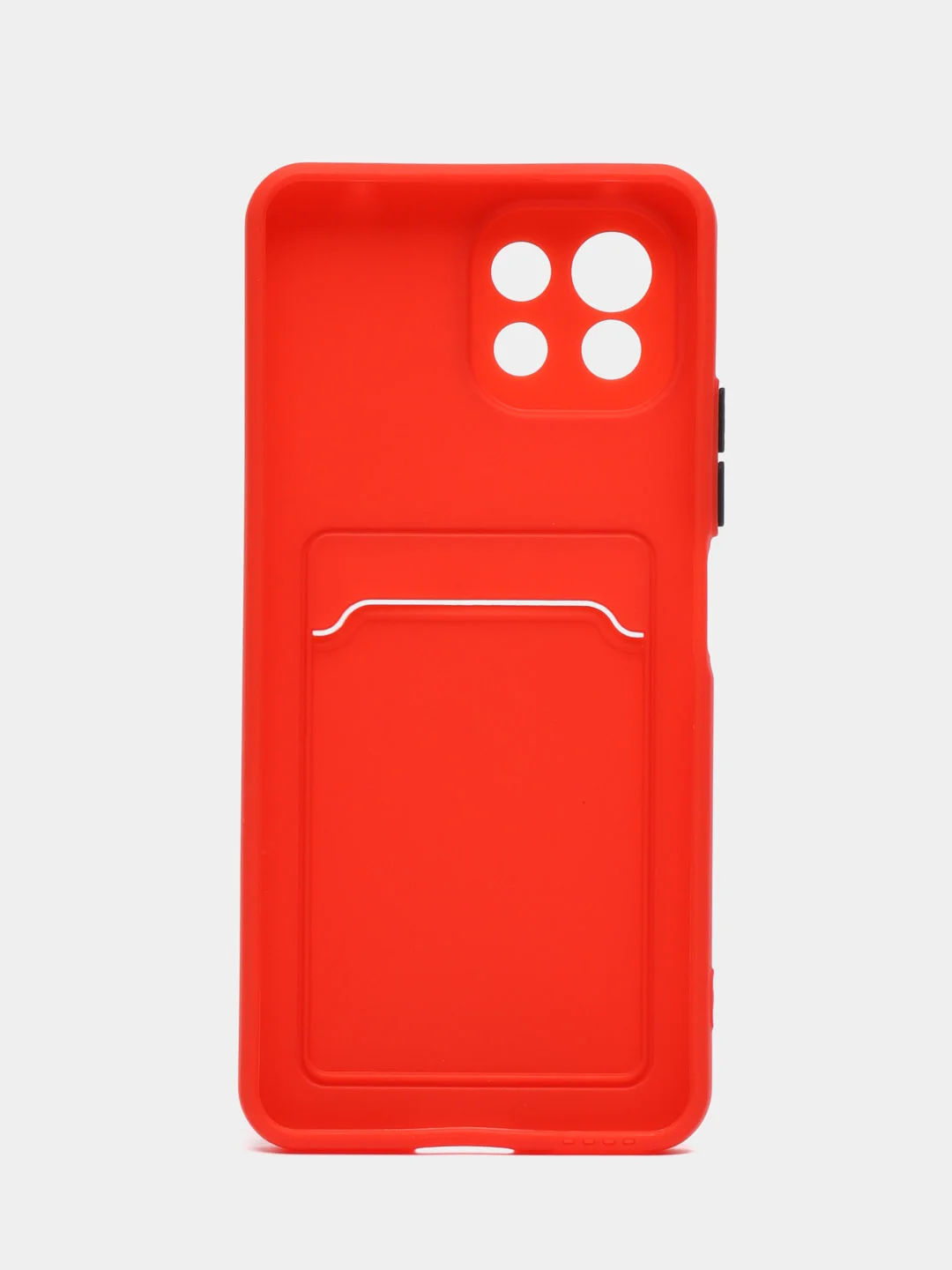 Красный чехол силиконовый для Xiaomi Mi 11 Lite, (Сяоми Ми 11 Лайт), с карман для карт, прозрачный