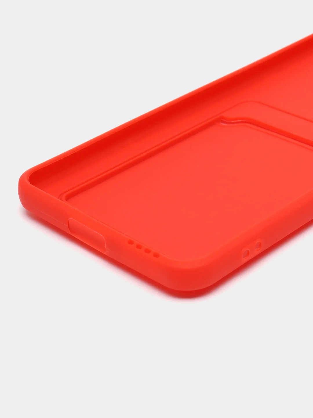 Красный чехол силиконовый для Xiaomi Mi 11 Lite, (Сяоми Ми 11 Лайт), с карман для карт, прозрачный