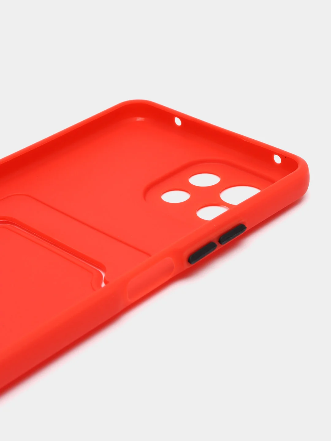 Красный чехол силиконовый для Xiaomi Mi 11 Lite, (Сяоми Ми 11 Лайт), с карман для карт, прозрачный