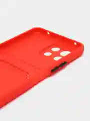 Красный чехол силиконовый для Xiaomi Mi 11 Lite, (Сяоми Ми 11 Лайт), с карман для карт, прозрачный