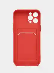 Коралловый силиконовый чехол для Apple iPhone 12 Pro Max,(Айфон 12про макс), с карманом для карт