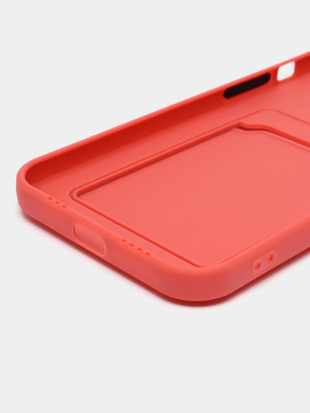 Коралловый силиконовый чехол для Apple iPhone 12 Pro Max,(Айфон 12про макс), с карманом для карт
