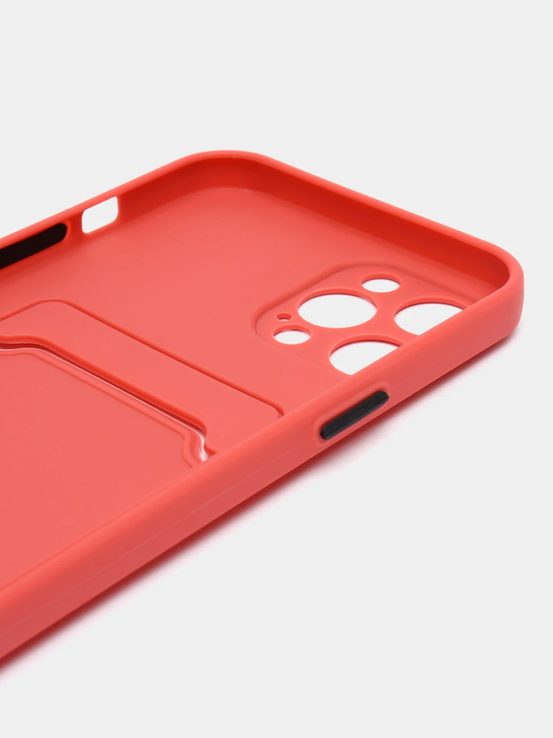 Коралловый силиконовый чехол для Apple iPhone 12 Pro Max,(Айфон 12про макс), с карманом для карт