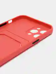 Коралловый силиконовый чехол для Apple iPhone 12 Pro Max,(Айфон 12про макс), с карманом для карт