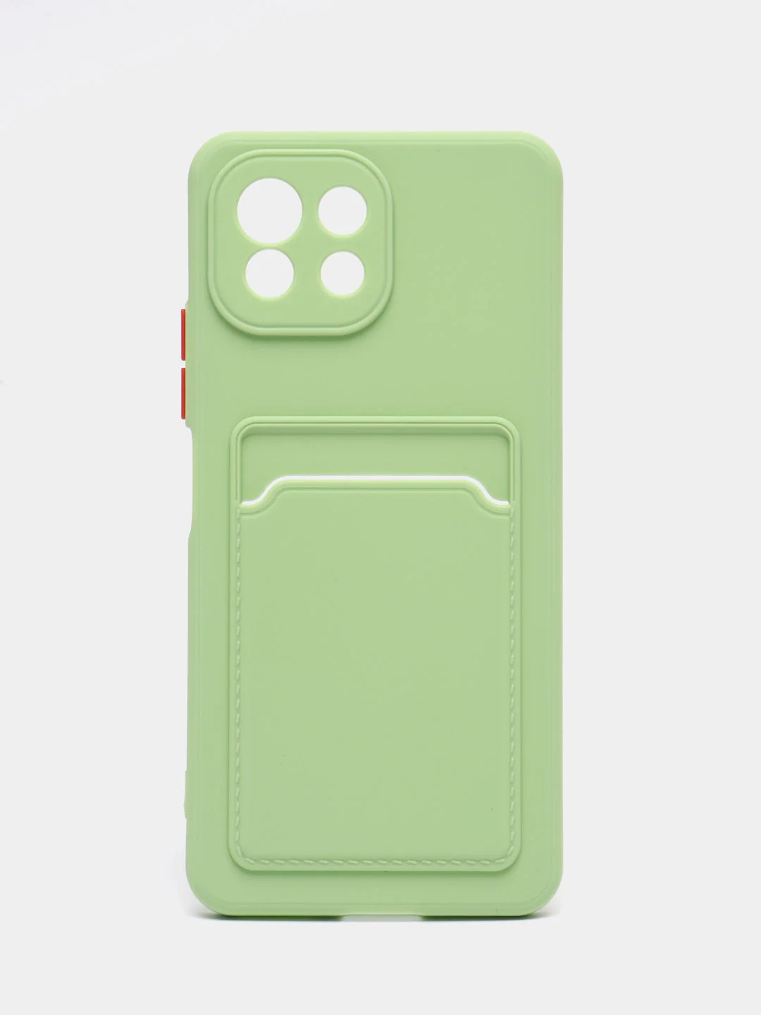 Зеленый силиконовый чехол для Apple iPhone 12 Pro Max,(Айфон 12про макс), с карманом для карт