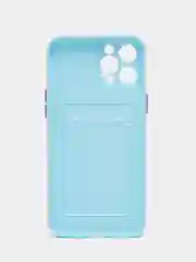 Голубой силиконовый чехол для Apple iPhone 12 Pro Max,(Айфон 12про макс), с карманом для карт