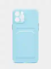 Голубой силиконовый чехол для Apple iPhone 12 Pro Max,(Айфон 12про макс), с карманом для карт