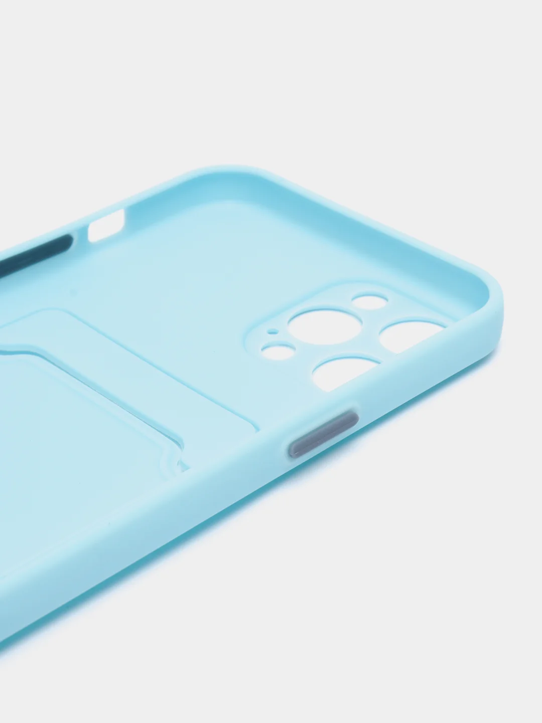 Голубой силиконовый чехол для Apple iPhone 12 Pro Max,(Айфон 12про макс), с карманом для карт