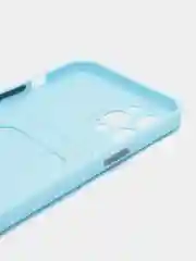 Голубой силиконовый чехол для Apple iPhone 12 Pro Max,(Айфон 12про макс), с карманом для карт