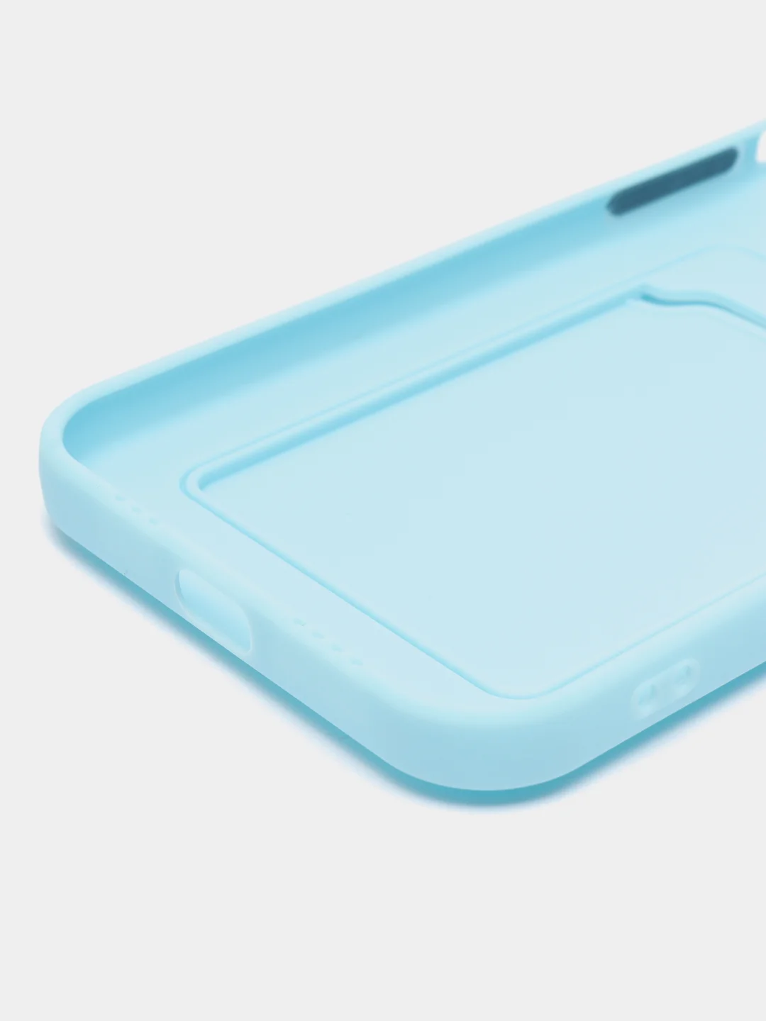 Голубой силиконовый чехол для Apple iPhone 12 Pro Max,(Айфон 12про макс), с карманом для карт