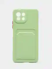 Зеленый чехол силиконовый для Xiaomi Mi 11 Lite, (Сяоми Ми 11 Лайт), с карман для карт, прозрачный