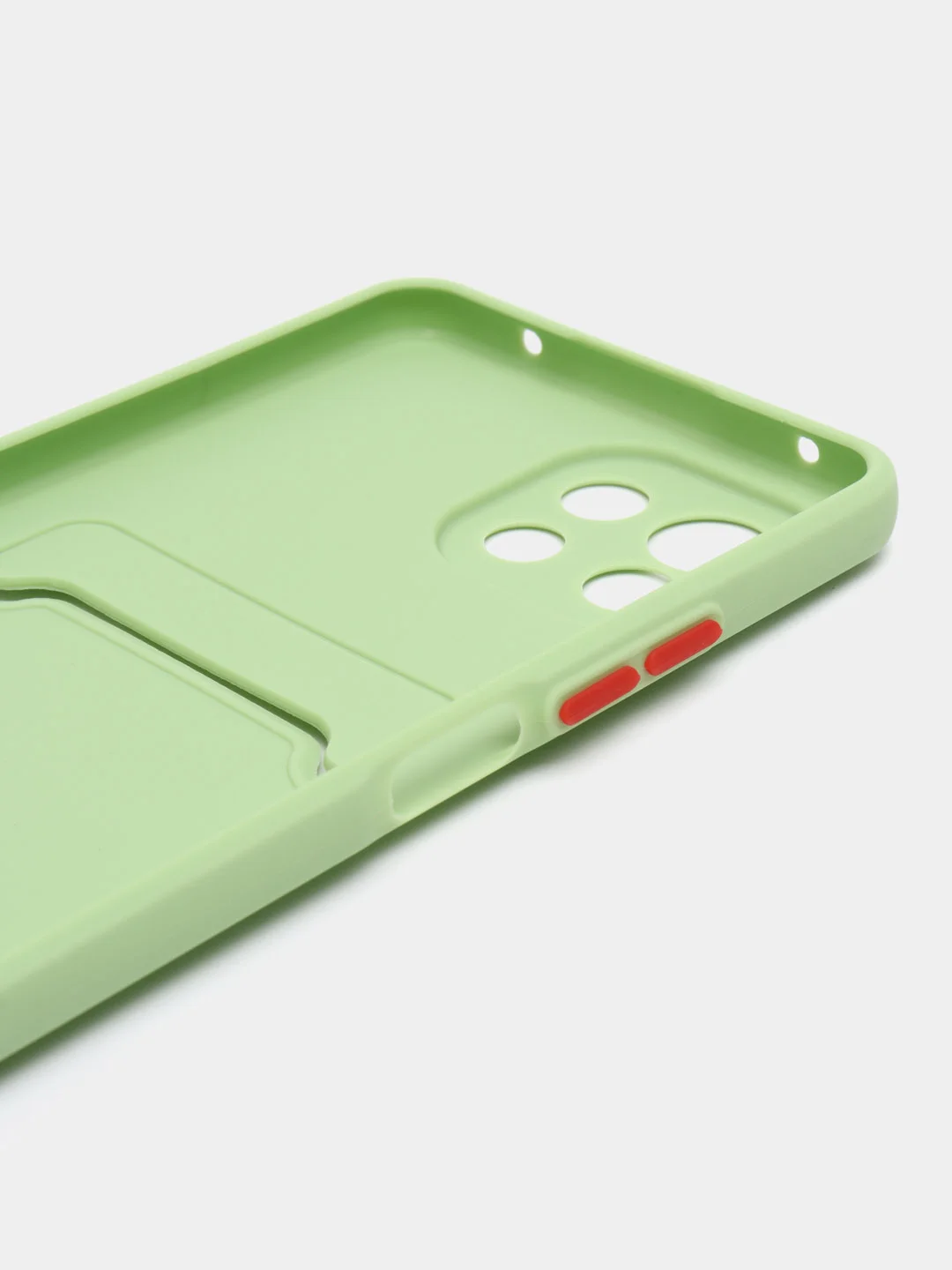 Зеленый чехол силиконовый для Xiaomi Mi 11 Lite, (Сяоми Ми 11 Лайт), с карман для карт, прозрачный