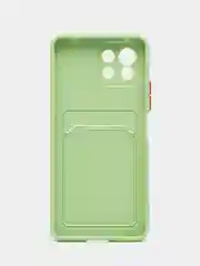 Зеленый чехол силиконовый для Xiaomi Mi 11 Lite, (Сяоми Ми 11 Лайт), с карман для карт, прозрачный