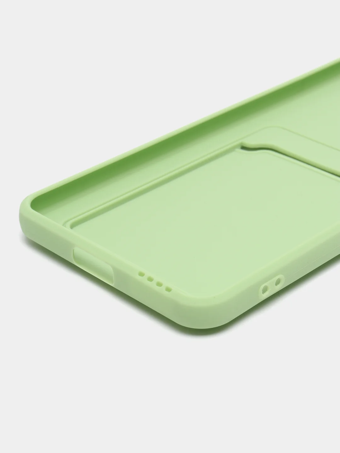 Зеленый чехол силиконовый для Xiaomi Mi 11 Lite, (Сяоми Ми 11 Лайт), с карман для карт, прозрачный