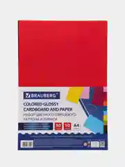 Набор картона и бумаги A4 мелованные цветные, Brauberg
