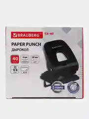 Дырокол для бумаги и листов канцелярский BRAUBERG "SX-40", до 40 листов, черный, 229695