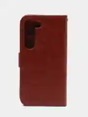 Багровый чехол-книжка с магнитной застежкой для Samsung Galaxy S23, S23 Plus, S23 Ultra