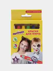 Аквагрим краска для лица и тела для взрослых и детей, 6 цветов, смываются водой, 191307