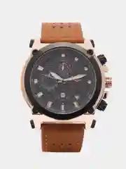 Тёмно-коричневый мужские наручные часы Lige LG9856 с хронографом, в подарочной упаковке