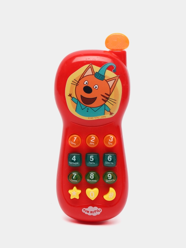 Игрушка Музыкальный телефон 7 песен из мультфильма, телефон, фразы и звуки, свет, Три кота