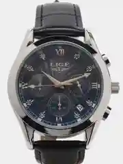Черный мужские наручные часы Lige LG8912, с хронографом, в подарочной упаковке