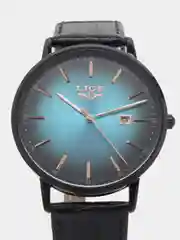 Бирюзовый мужские наручные часы Lige LG1004 c календарём в подарочной упаковке