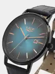 Бирюзовый мужские наручные часы Lige LG1004 c календарём в подарочной упаковке