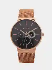 Бронзовый наручные часы Lige 9836 с хронографом, в подарочной упаковке