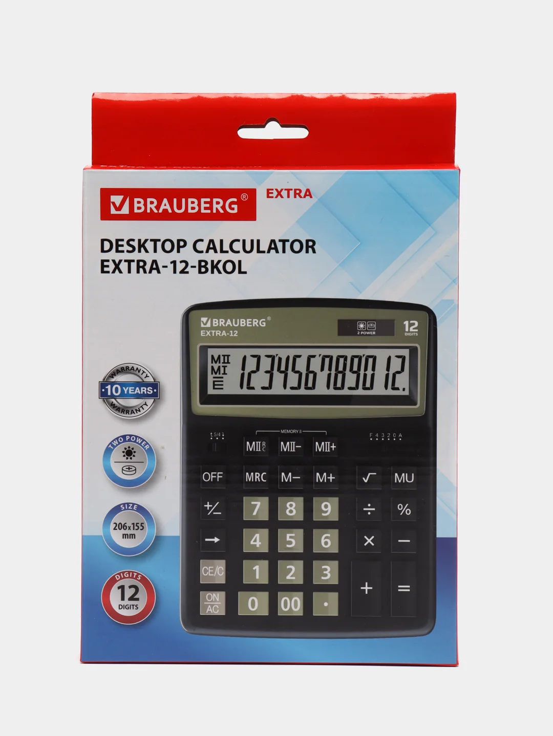 Калькулятор настольный электронный BRAUBERG EXTRA-12-BKOL (206x155мм), 250471
