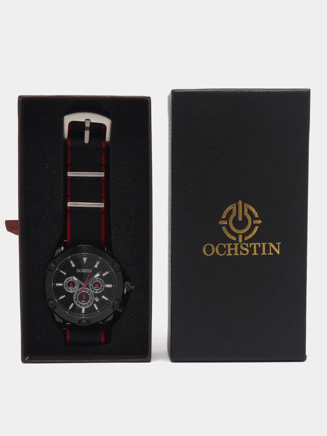 Красный мужские наручные часы Ochstin 7075C с хронографом в подарочной упаковке