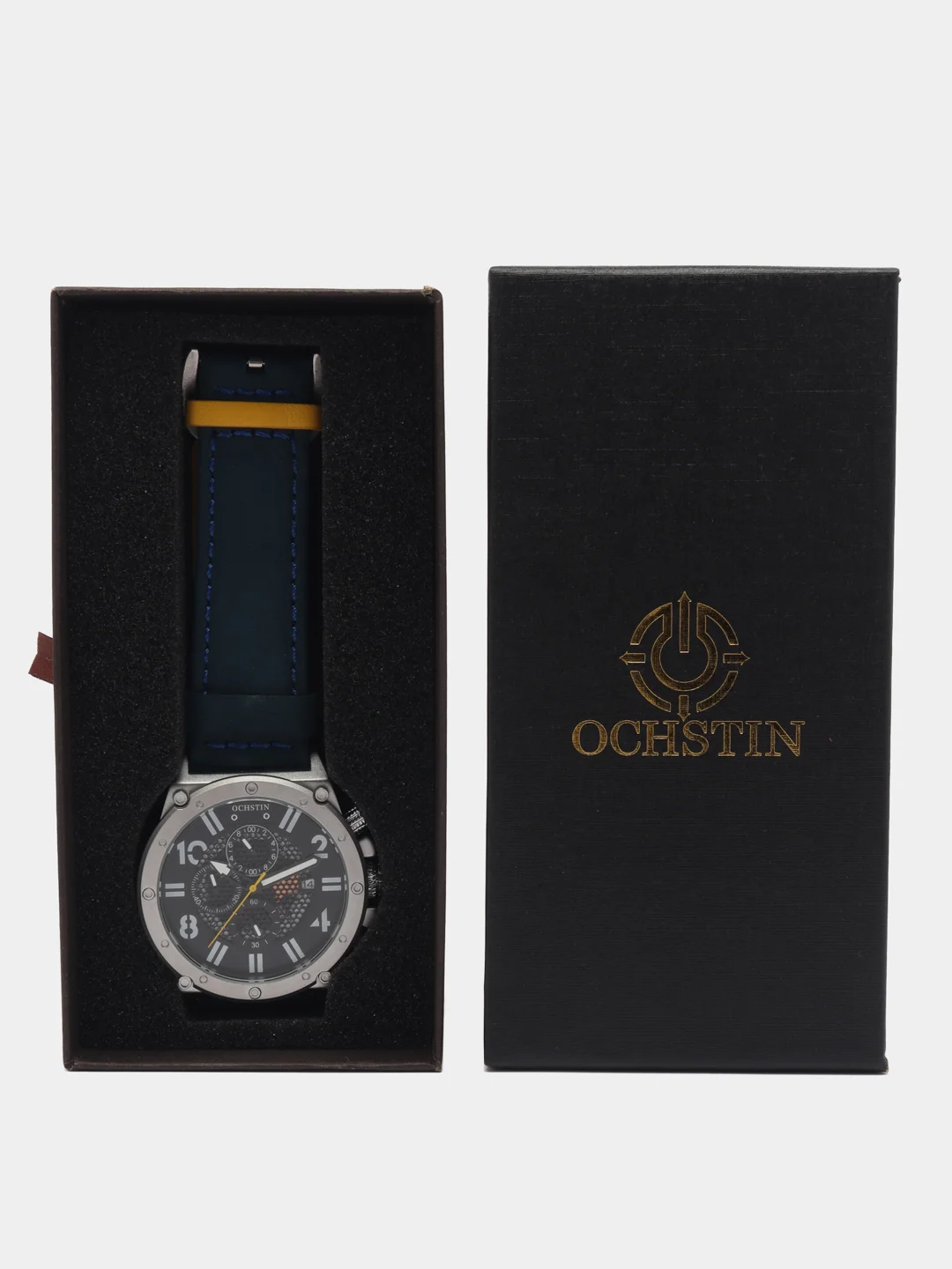 Синий мужские наручные часы Ochstin 6122A с хронографом в подарочной упаковке