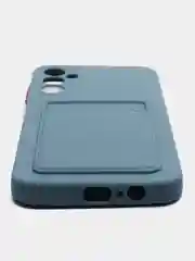 Синий меланж чехол для Samsung Galaxy A14 (Самсунг Галакси А14), с карманом для карт