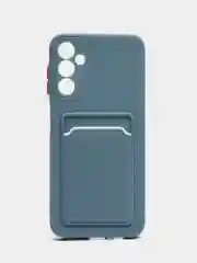 Синий меланж чехол для Samsung Galaxy A14 (Самсунг Галакси А14), с карманом для карт