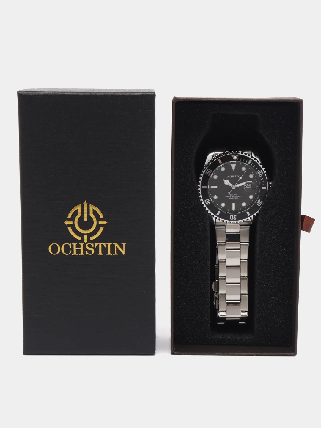 Черный мужские наручные часы Ochstin 7019A с календарем в подарочной упаковке