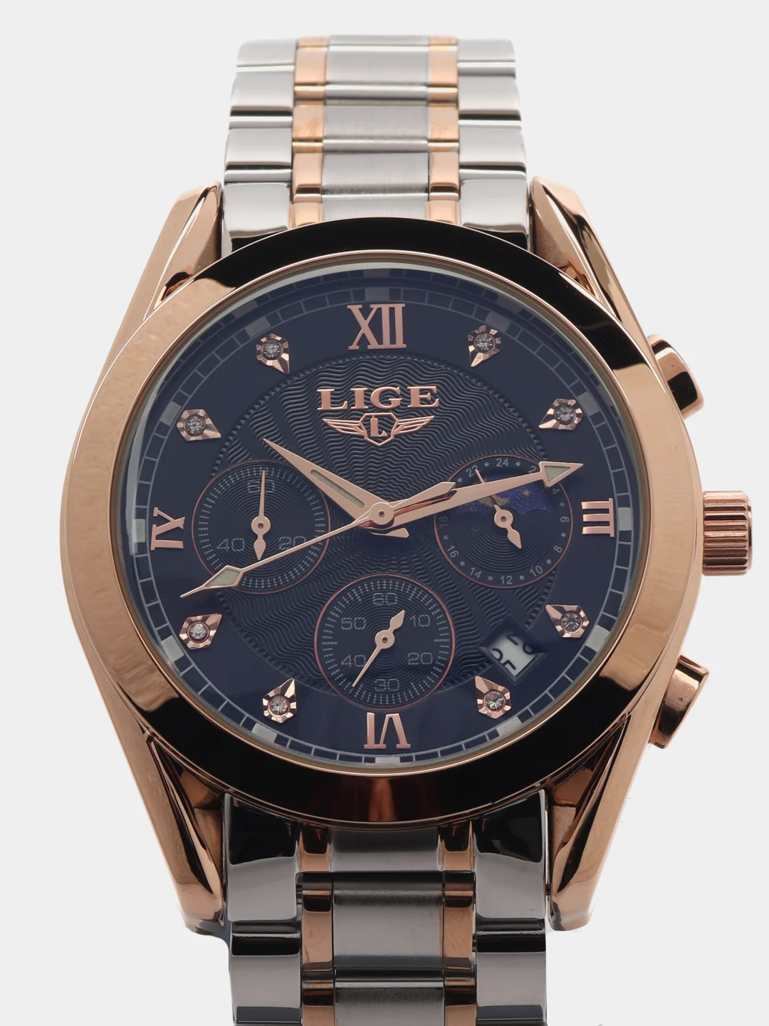 Серый мужские наручные часы Lige LG8912, с хронографом, в подарочной упаковке