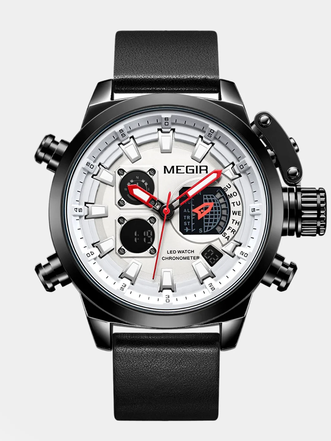 Белый мужские наручные часы Megir ML2090G с хронографом в подарочной упаковке