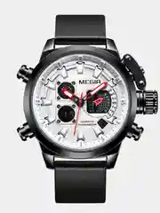 Белый мужские наручные часы Megir ML2090G с хронографом в подарочной упаковке