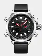 Серебряный мужские наручные часы Megir ML2090G с хронографом в подарочной упаковке