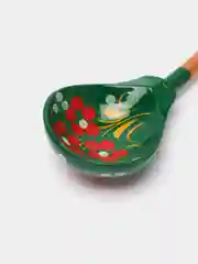 Зеленый ложка деревянная с росписью " Хохлома"