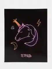 Черный общая тетрадь "Неон", 48 листов в клетку