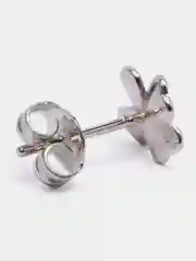 Серебряный серьги "Клевер", сережки гвоздики с четырьмя листьями клевера и серебряной иглой-застежкой