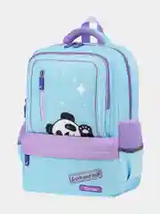 Рюкзак школьный Brauberg Star, 1 отделение, 5 карманов, Friendly panda, голубой,270667