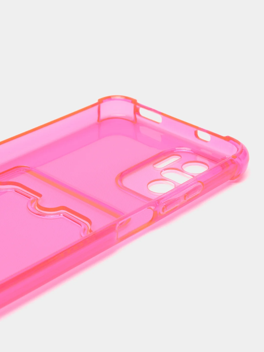 Фуксия чехол противоударный Xiaomi Redmi Note 10, 10S, Poco M5s, прозрачный, с карманом для карты
