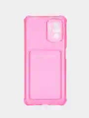 Фуксия чехол противоударный Xiaomi Redmi Note 10, 10S, Poco M5s, прозрачный, с карманом для карты
