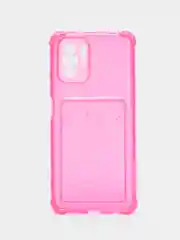 Фуксия чехол противоударный Xiaomi Redmi Note 10, 10S, Poco M5s, прозрачный, с карманом для карты